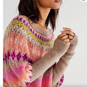 Free People Multicolor Home For The Holidays sweater size Medium